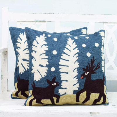 Embroidered Cotton Reversible Pillow Cover