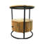 Table d'appoint ronde en fer et bois de manguier naturel fabriquée à la main avec tiroir 