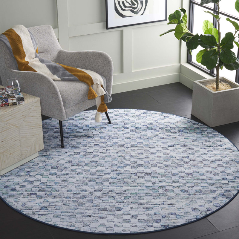 Brisseida Tacoma Performance Machine Washable Abstract Rug, Round 6'