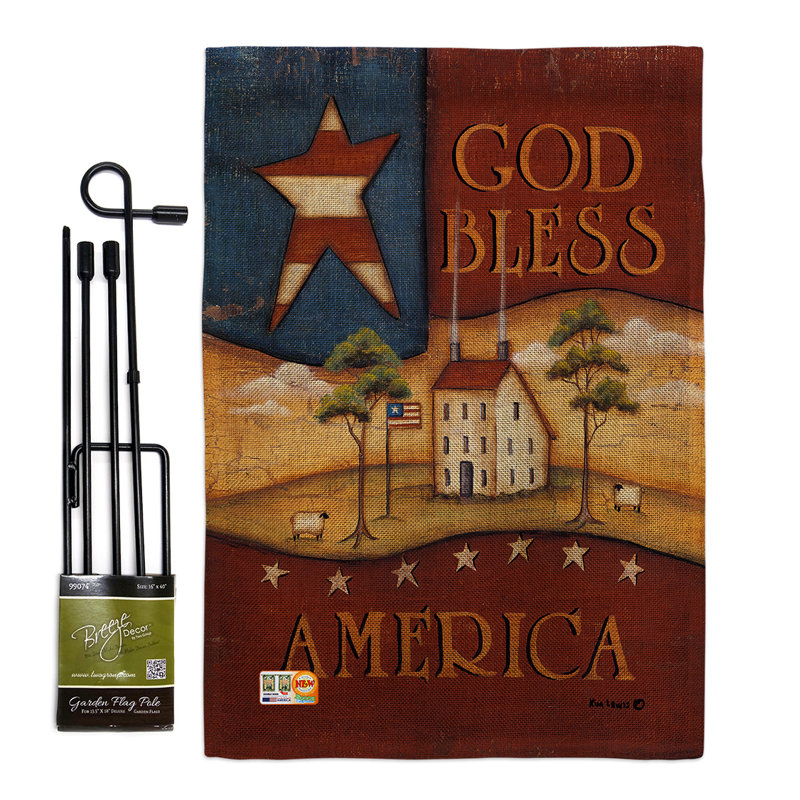 Double Sided 18.5'' H x 13'' W Polyester Independence Day Flag Set
