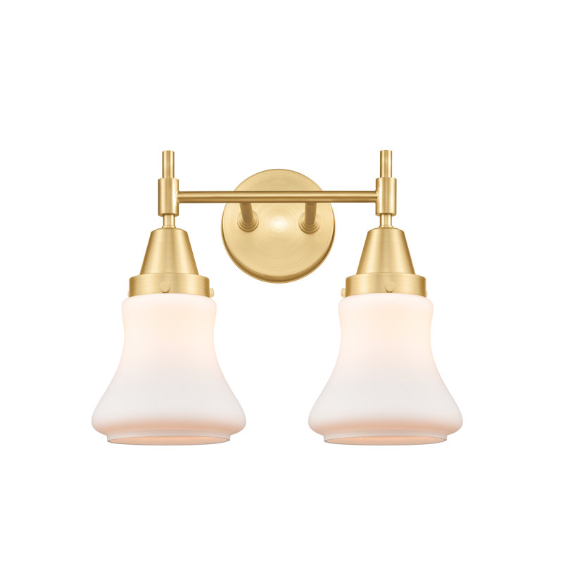 Éclairage pour meuble-lavabo à 2 lumières à intensité variable Gayle, Ampoule non incluse, Laiton brossé, Blanc