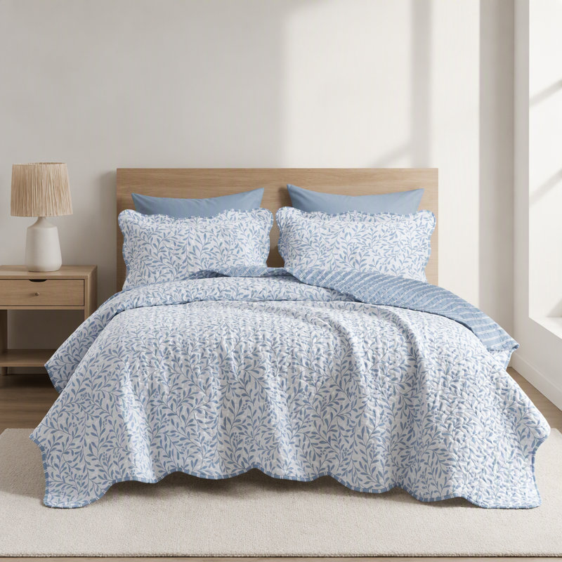 Polyester Quilt, Blanc et bleu