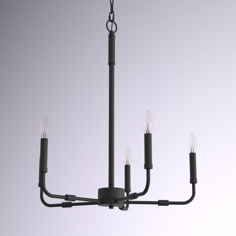 Aarshiya 5 - Light Dimmable Classic / Traditional Chandelier, 25.25" H x 24" W x 24" D, Matte Black