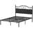 Vintage Metal Platform Bed With Premium Leather Headboard-1714446950