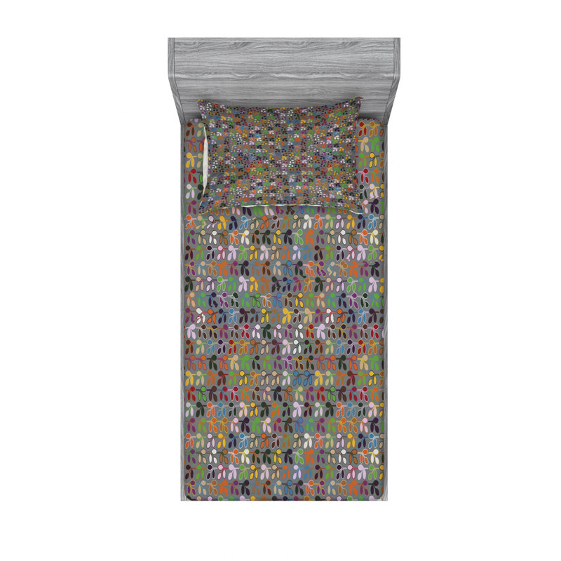 Leaves Microfiber Floral Fitted Sheet, Twin XL Fitted Sheet with 1 Pillowcase