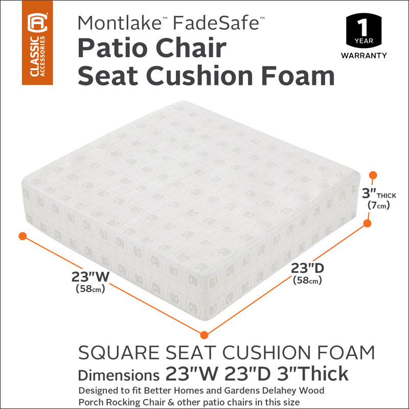 Pina Outdoor Lounge Chair Chair Pad, 3" H x 23" W x 23" D