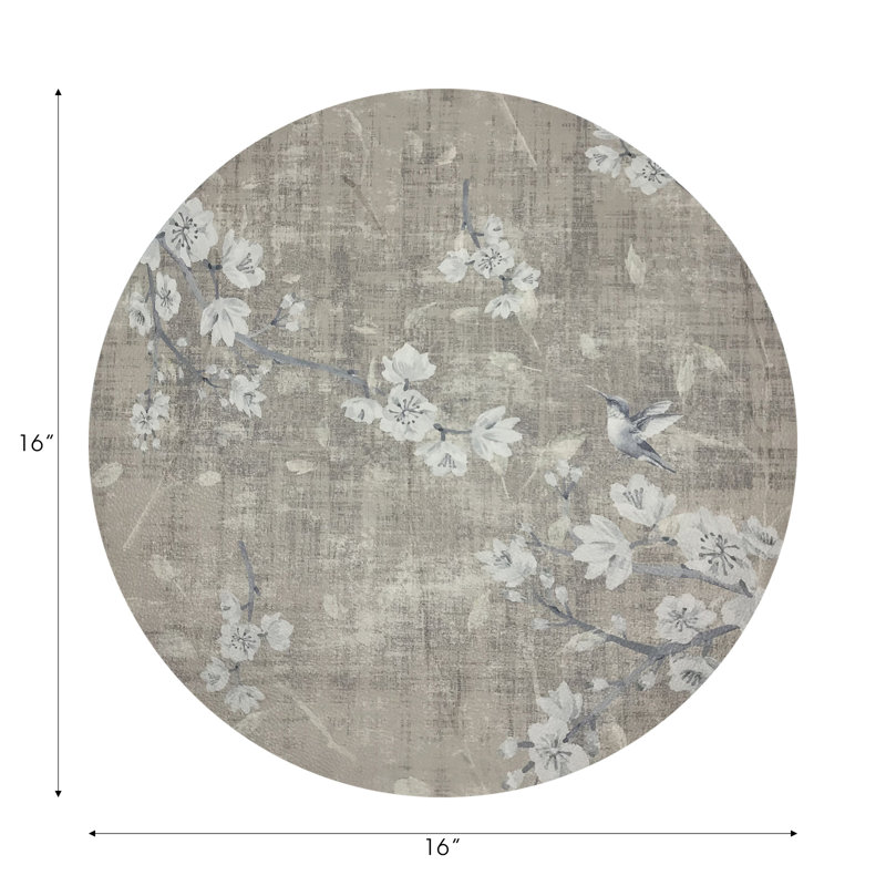 Blossom Fantasia Pebble 16" Vinyl Placemat, French Gray