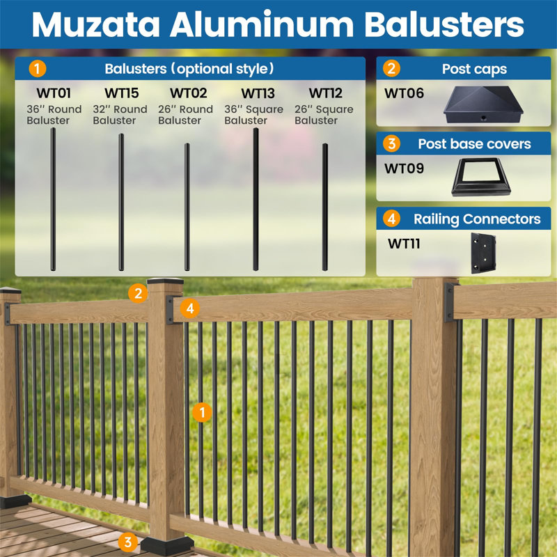36" x 1.9" Deck Railing Set
