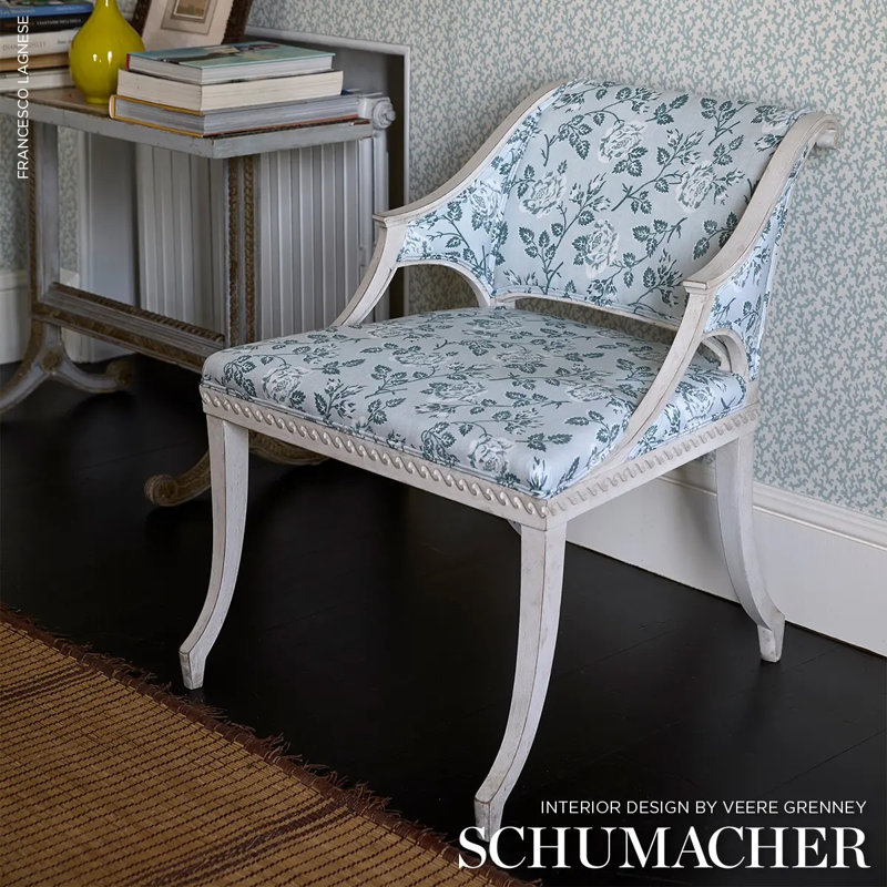Schumacher x Veere Grenney Folly Fabric, Orpington Blue