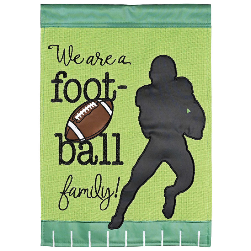 Drapeau de jardin, football, silhouette de famille