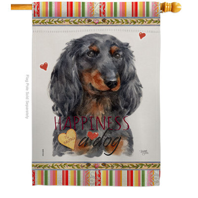 Bannière de décoration décorative recto-verso noire pour chien «Happiness House» 28 x 40 pouces