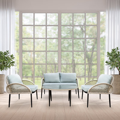 Anastassiya Wicker 4 - Person Patio Conversation Set with Cushions