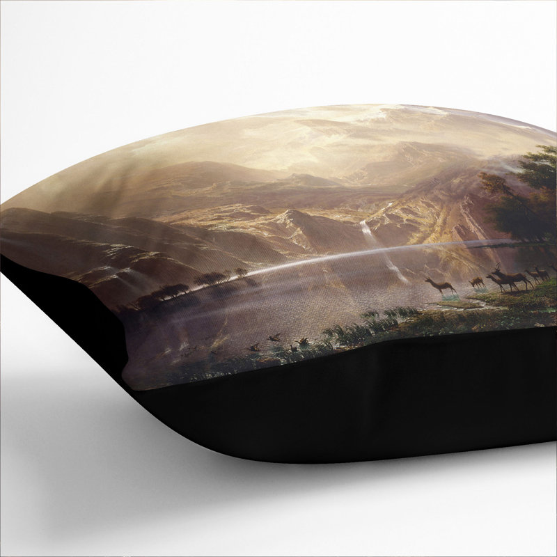Among The Sierra Nevada Square Throw Cushion, 40cm H x 40cm W x 15cm D, Black