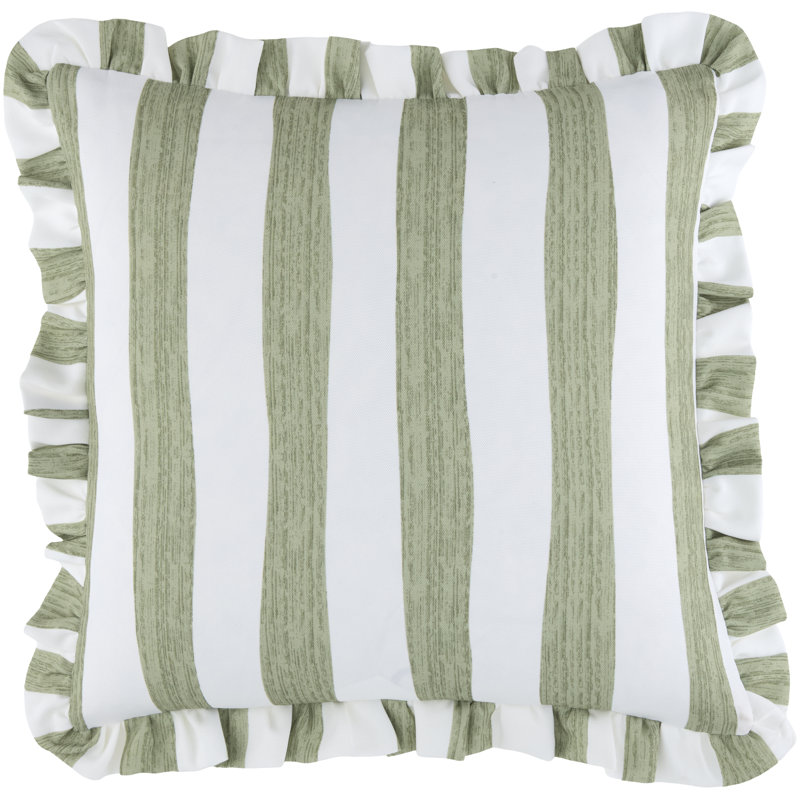Coussin décoratif d'extérieur Debbie, Green Striped, Square 18", Down