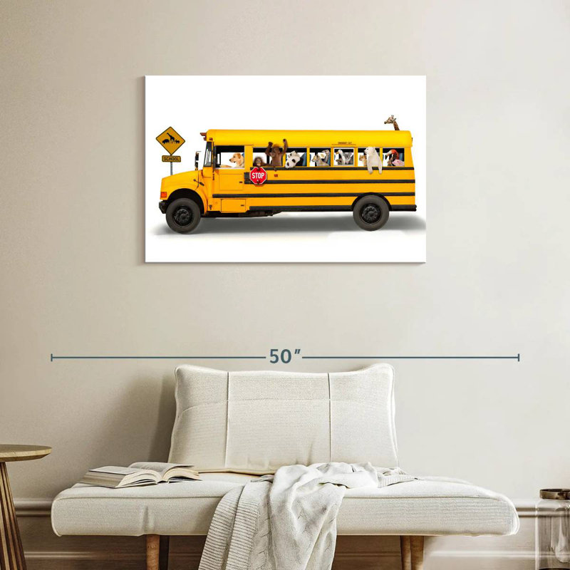 School Bus, 24" H x 36" W