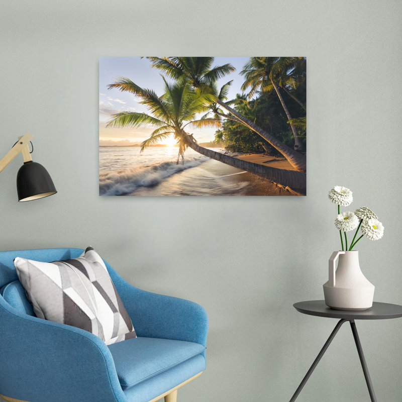 Contemporary Art Abstract Palm Tree Coastal Forest Art, 16" H x 24" W
