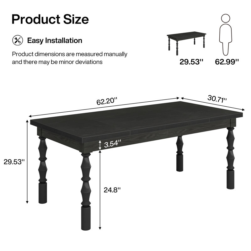 Aleksia Rectangular Dining Table, Black