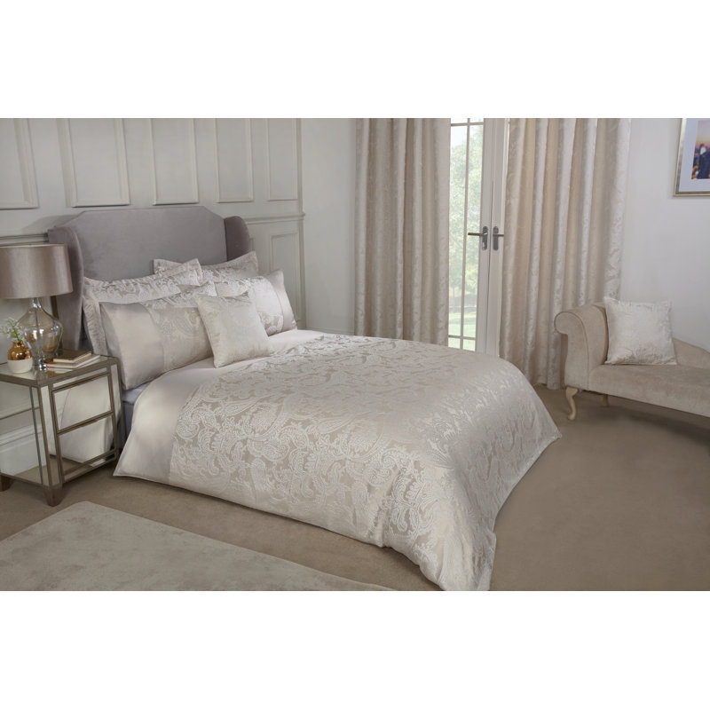 Duchess Polyester Paisley Duvet Cover Set with Pillow Shams, Cream, Super King - 2 Standard Pillowcases