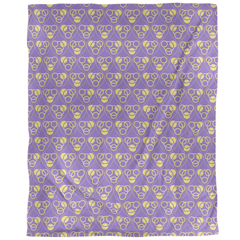 Housse de couette simple Circles Waves, Housse de couette simple TG, Mauve/jaune, Polyester brossé