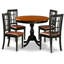 Ensemble de coin-repas 5 pièces comprenant une table en bois et 4 chaises en similicuir avec dossier à lattes - finition noire-490804297-490804298