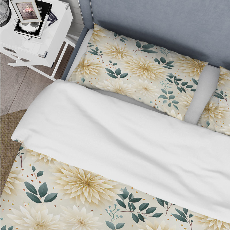 Literie à motif de fleurs bohème et de mandalas, Housse de couette pour grand lit et 2 taies décor