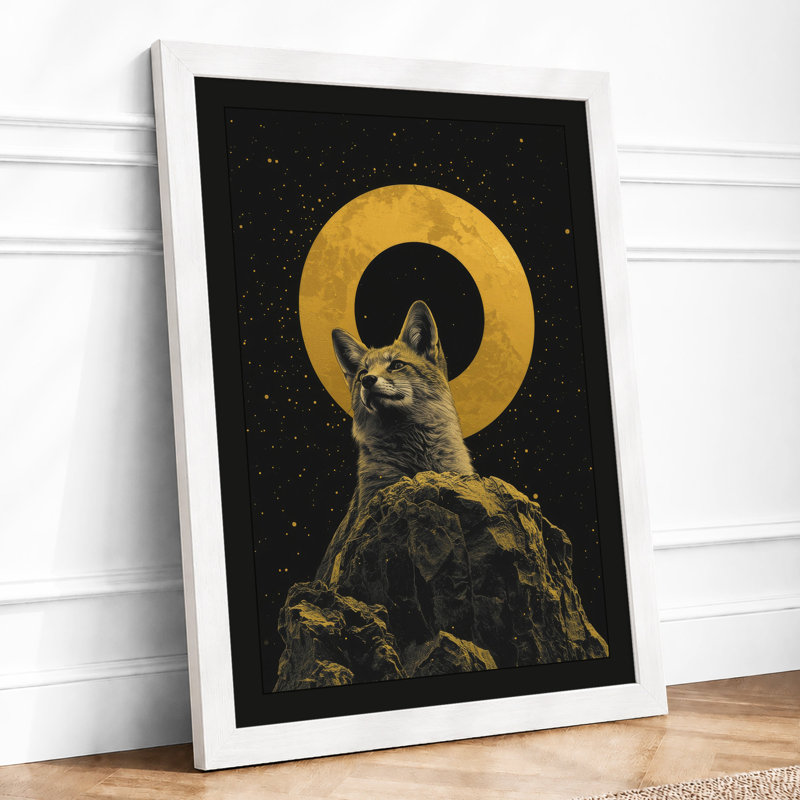 Sacred Cat Under Stars Japandi - Framed Print, A1 - 84.1 x 59.4 cm, White