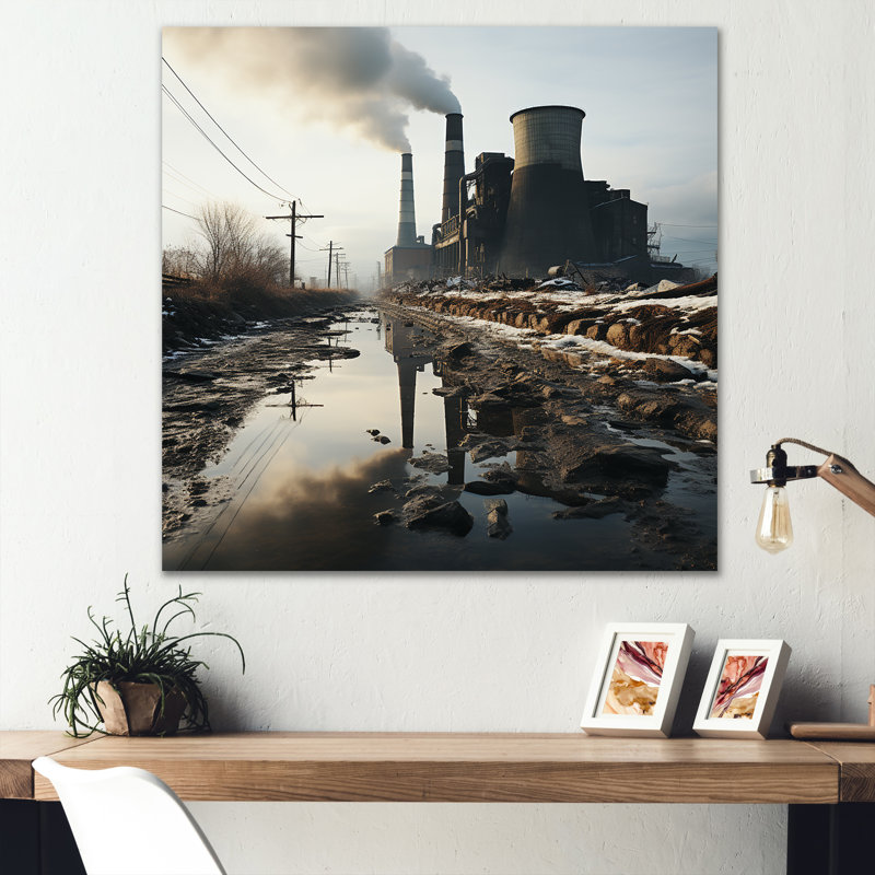 «Power Plants Winter Scenery Marvel», reproduction d'art sur toile, Toile tendue, H 16 po x l 16 po x P 1 po