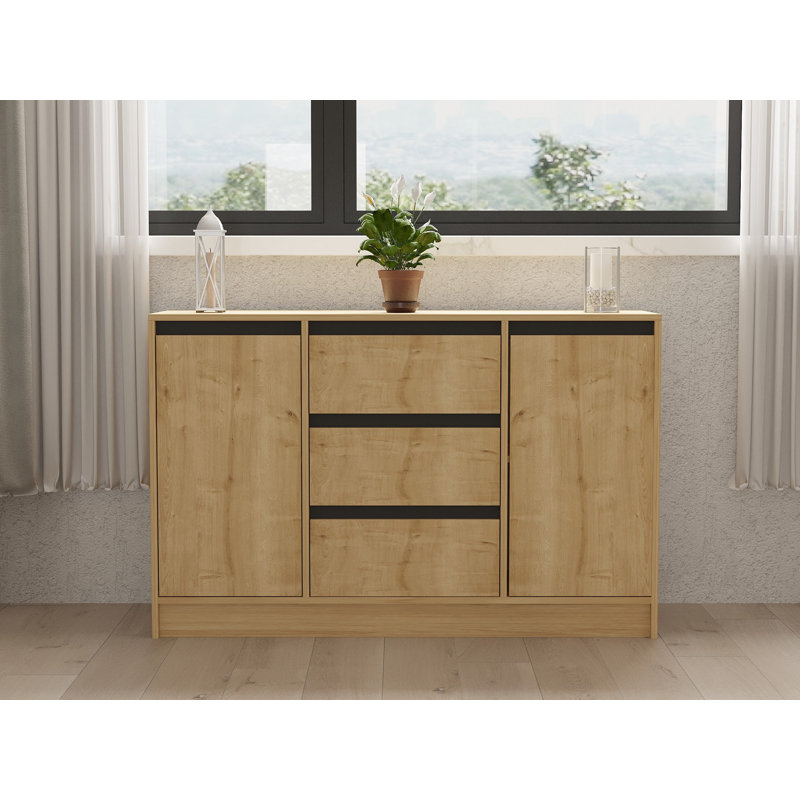 Puqa Design 90cm Console Table, Sapphire Oak/Anthracite