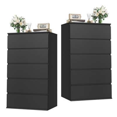 Commode 5 tiroirs (ensemble de 2)
