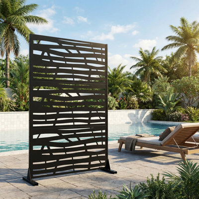 Privacy Metal Screen Fence Panel Horizontal Stripe Pattern