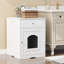 Enceinte de litière blanche en bois pour chat avec table d'appoint et tiroir
