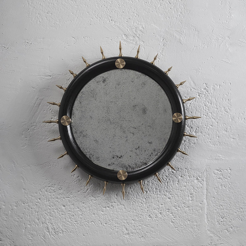Sitiera Round Solid Wood Mirror, Gold