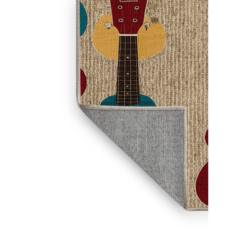  Tapis lavable de musique d'ukulélé, Rectangle de 5 pi x 8 pi