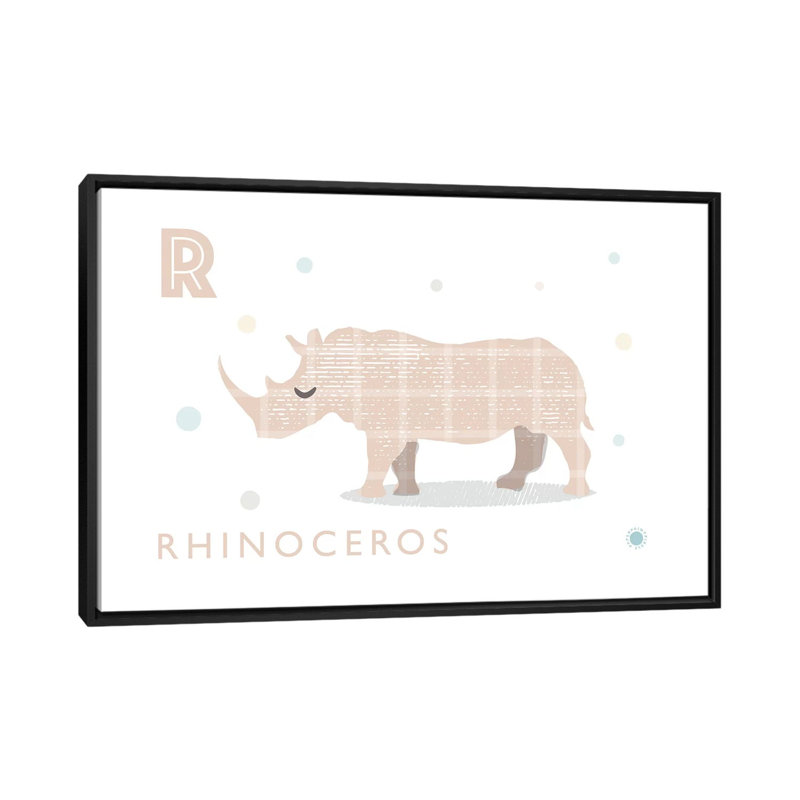 Rhino - imprimé, Pas de tapis, H 40 po x l 60 po x 1,5 po, Toile avec cadre noir