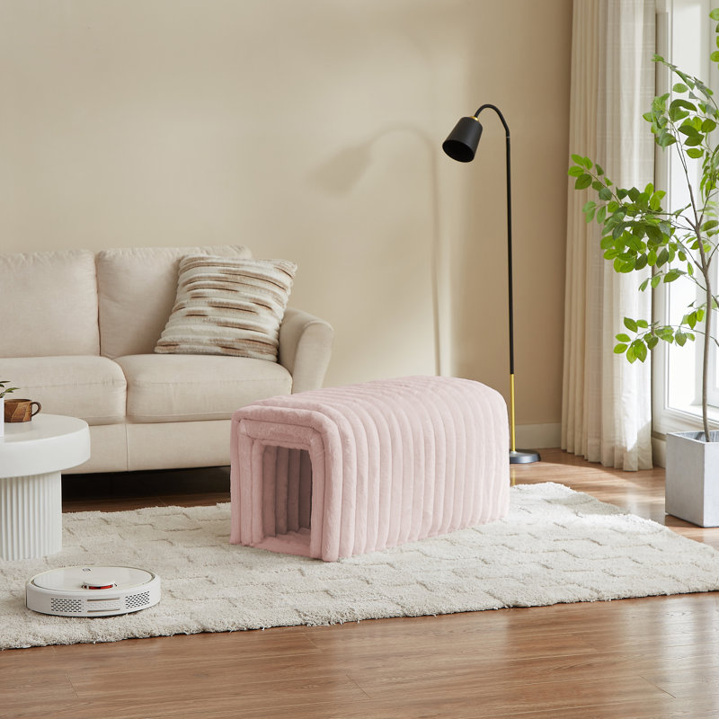 Ottoman Bench Storage Foot Rest For Couch – Corduroy Cat Nest With Hidden Storage, Perfect For Living Room, Entryway, And Bedroom 