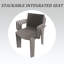 Fauteuil PP empilable Summer-4Pcs gris chaud avec table pliante moderne pour une utilisation intérieure / extérieure - ergonomique et peu encombrante-556048725