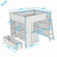 Lit mezzanine avec tablettes de rangement et tiroir-133659431-133659432
