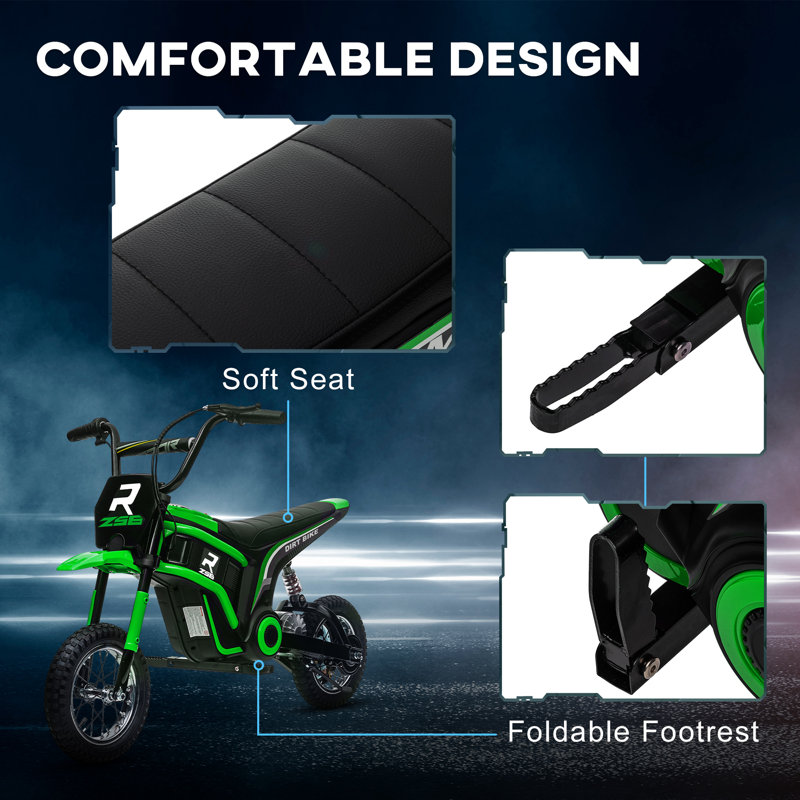 HOMCOM 24V Motorcycles Battery Powered Ride On, Green