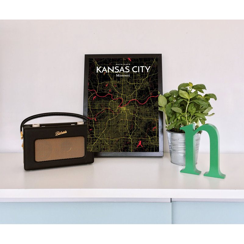Kansas City city map 1 Piece Wall Art, 61cm H x 45.7cm W x 0.1cm D