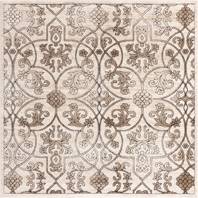 Tapis traditionnel Emigdio couleur latte