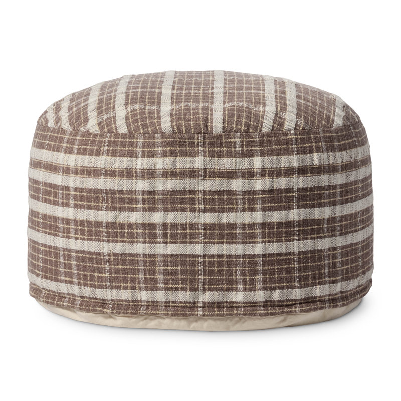 Wallace Chocolate Plaid Upholstered Pouf