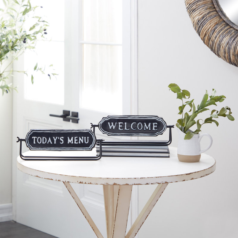Ensemble de 2 plaques décoratives "Welcome" et "Today's menu"