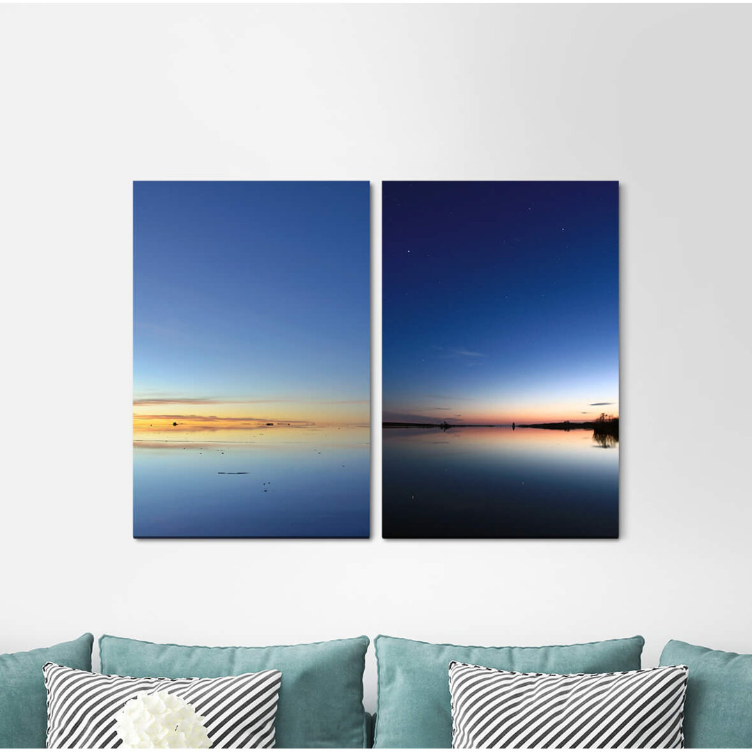 2-tlg. Leinwandbilder-Set - Fotografie „Horizon Blue Sky Sunset Night Sky Sea Sea”