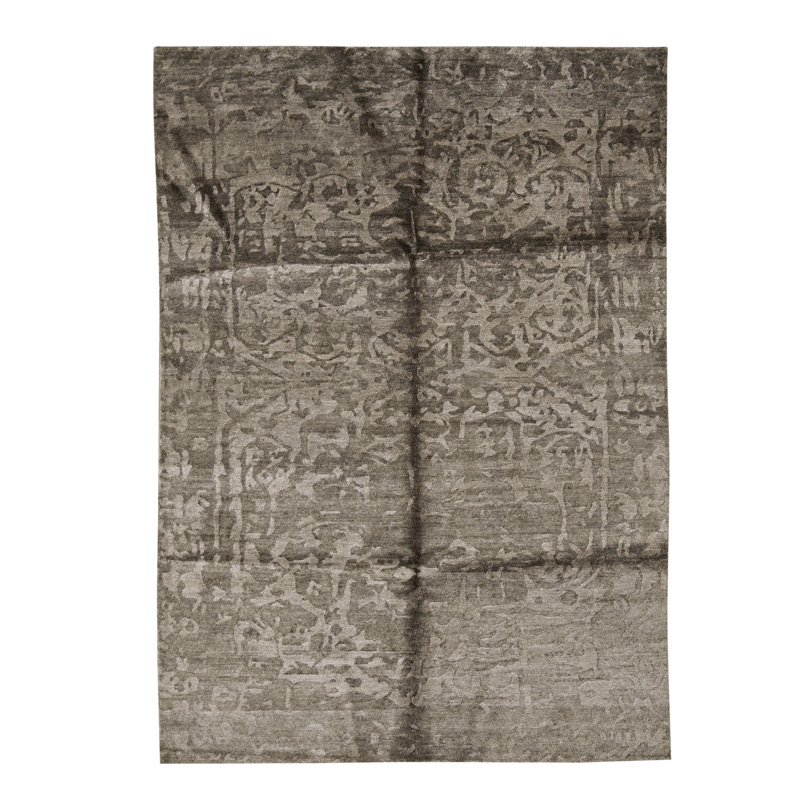 Tapis noir et crème noué à la main de haute qualité