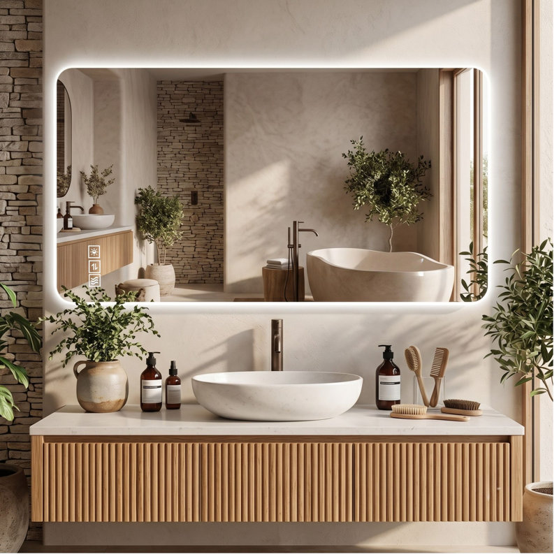 Miroir de salle de bain 48 "x 24" rétro-éclairé à DEL avec désembueur et 3 lumières à intensité variable