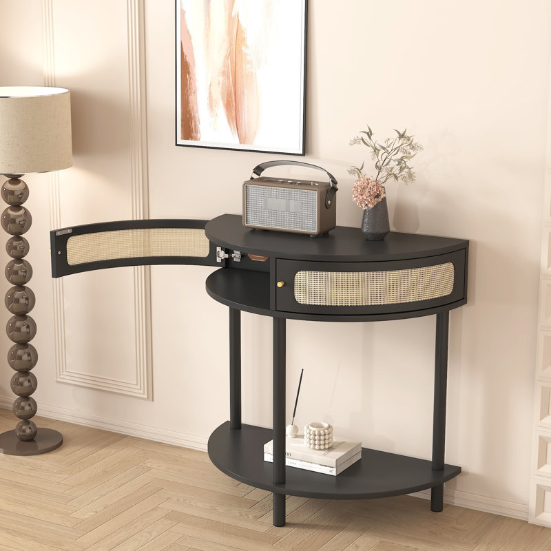 Unique - table de bout avec 2 tiroirs de rangement et pieds en bois