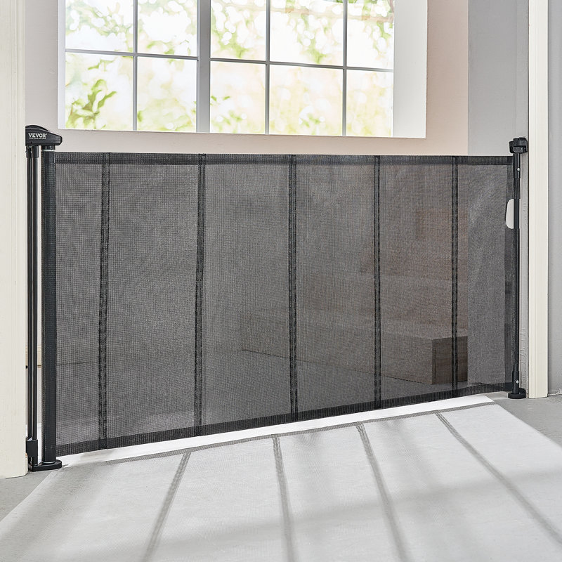 Black Retractable Plastic Stairway Safety Gate