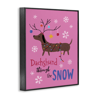 Dachshund Through The Snow Framed Giclee Art, design by Nina Seven
