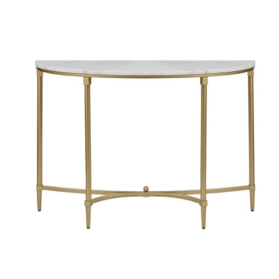 Colonial Console Table With White Marble Top And Gold Legs, Classic Charm, Assembly Required Minimalist Simplify Your Space,