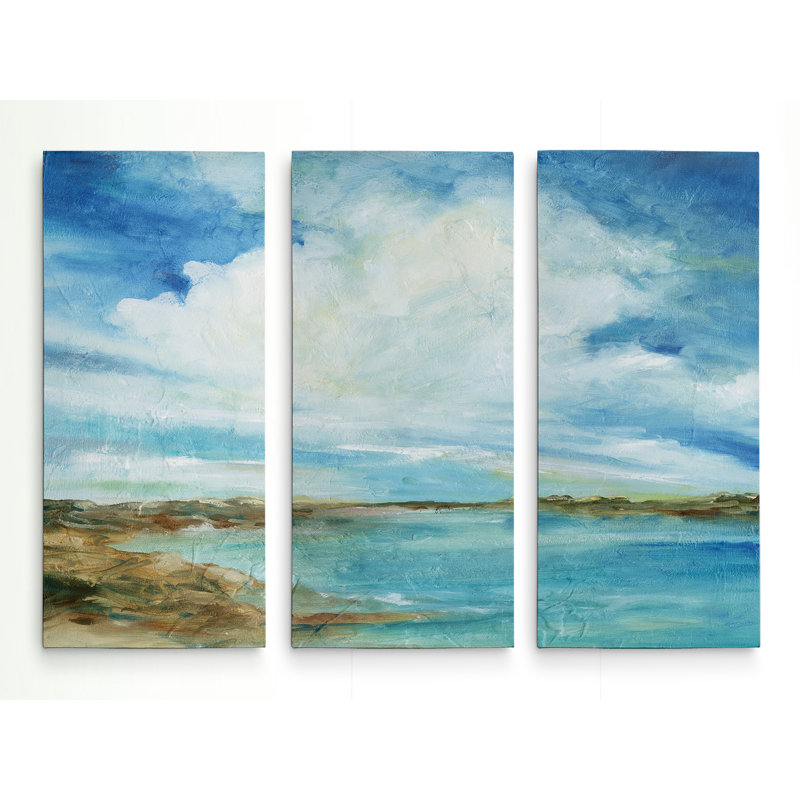 «Sea and Sky», reproduction de peinture à l'acrylique à multiples images sur toile tendue avec châssis, H 32 po x l 48 po